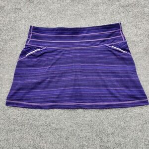 ATHLETA‎ women's SKORT skirt Relay Striped PURPLE golf tennis pickleball Size L